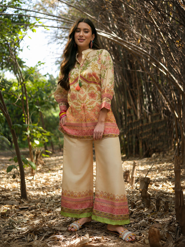 Stylum Women's Peach Floral Printed Rayon C-Ord Set (CSPEACHHINT)