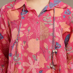 Stylum Women's Pink Floral Printed Cotton Co-Ord Set (CSPINKBEACH)