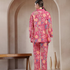Stylum Women's Pink Floral Printed Cotton Co-Ord Set (CSPINKBEACH)