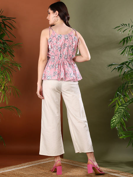 Stylum Women's Pink Floral Printed Cotton Co-Ord Set (CSPINKBOMBIL)