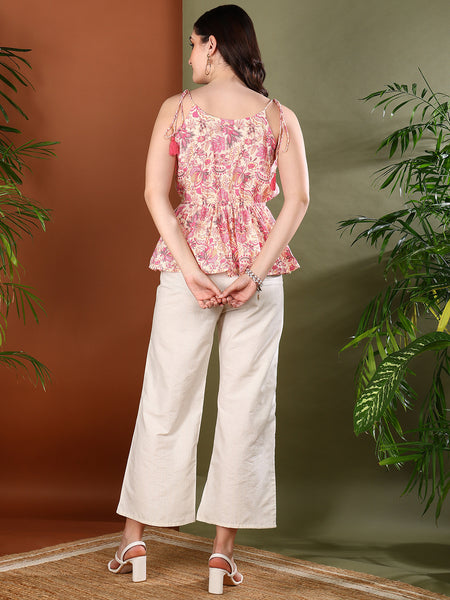 Stylum Women's Pink Floral Printed Cotton Co-ords Set (CSPINKBUTTE)