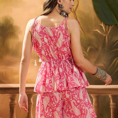 Stylum Women's Pink Paisley Printed Cotton Co-ords Set (CSPINKCUB)