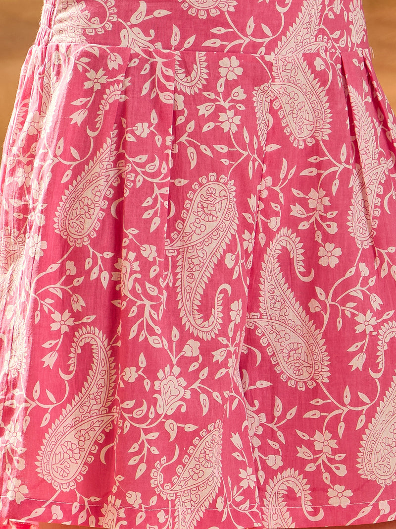 Stylum Women's Pink Paisley Printed Cotton Co-ords Set (CSPINKCUB)