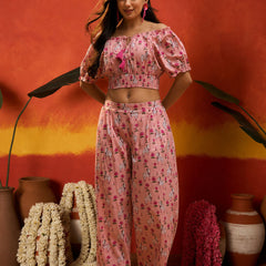 Stylum Women's Pink Animal Printed Cotton Co-Ord Set (CSPINKKALAM)