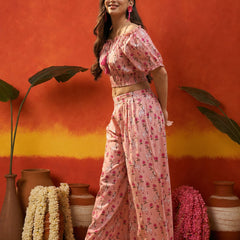 Stylum Women's Pink Animal Printed Cotton Co-Ord Set (CSPINKKALAM)