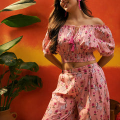 Stylum Women's Pink Animal Printed Cotton Co-Ord Set (CSPINKKALAM)