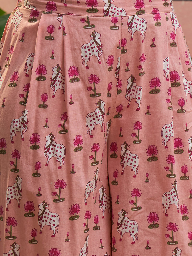 Stylum Women's Pink Animal Printed Cotton Co-Ord Set (CSPINKKALAM)