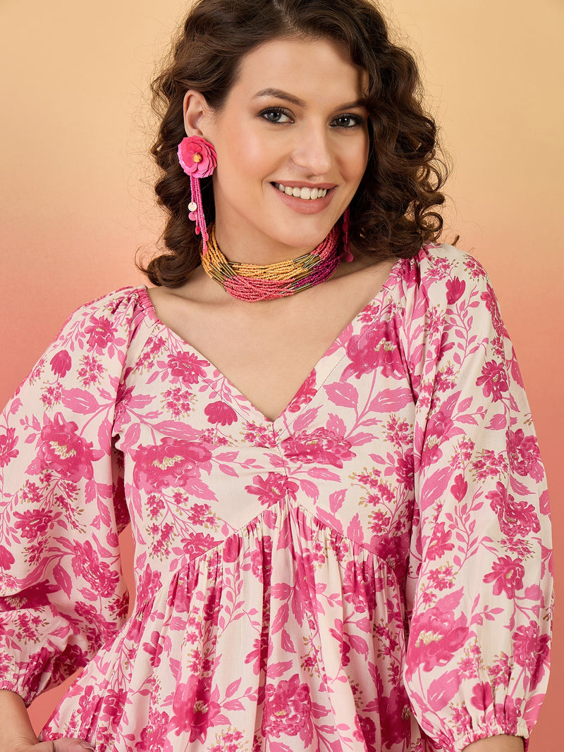 Stylum Women's Pink Floral Printed Rayon Co-Ord Set (CSPINKLAMA)