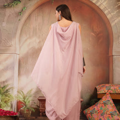 Stylum Women's Pink Solid & Embroidered Poly Georgette Co-Ord Set (CSPINKNISHA)