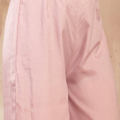 Stylum Women's Pink Solid & Embroidered Poly Georgette Co-Ord Set (CSPINKNISHA)