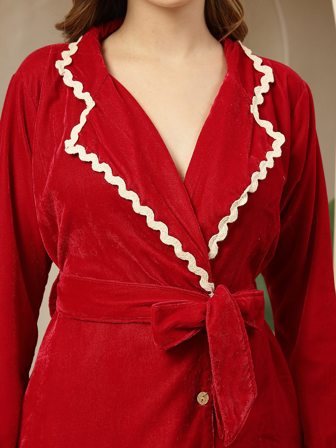 Stylum Women's Pink Solid Velvet Co-Ord Set (CSPINKWAVY)