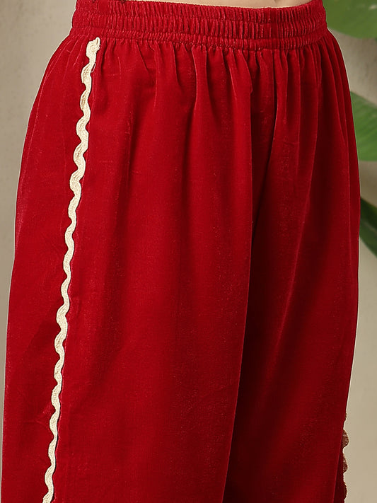 Stylum Women's Pink Solid Velvet Co-Ord Set (CSPINKWAVY)