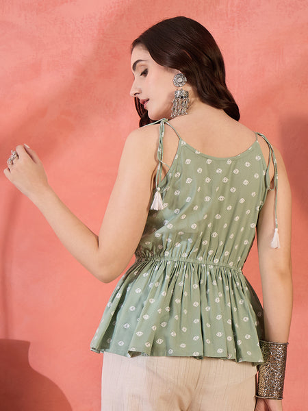 Stylum Women's Pista Green Printed Rayon Co-ords Set (CSPISTACALF)