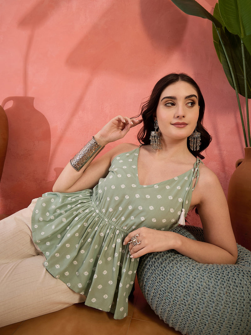 Stylum Women's Pista Green Printed Rayon Co-ords Set (CSPISTACALF)