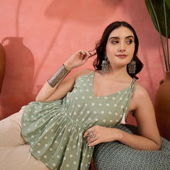 Stylum Women's Pista Green Printed Rayon Co-ords Set (CSPISTACALF)