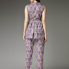 Stylum Women's Printed Rayon Co-Ord set (CSPURPLECHERRY)