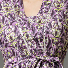 Stylum Women's Printed Rayon Co-Ord set (CSPURPLECHERRY)