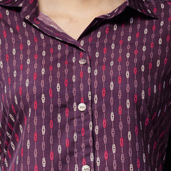 Stylum Women's Printed Poly Crepe Co-Ord Set (CSPURPLEPARK)