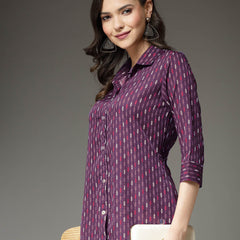 Stylum Women's Printed Poly Crepe Co-Ord Set (CSPURPLEPARK)