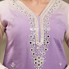 Stylum Women's Purple Solid & Mirror Work Silk Blend Co-Ord Set (CSPURPLEPAZER)