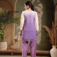 Stylum Women's Purple Solid & Mirror Work Silk Blend Co-Ord Set (CSPURPLEPAZER)