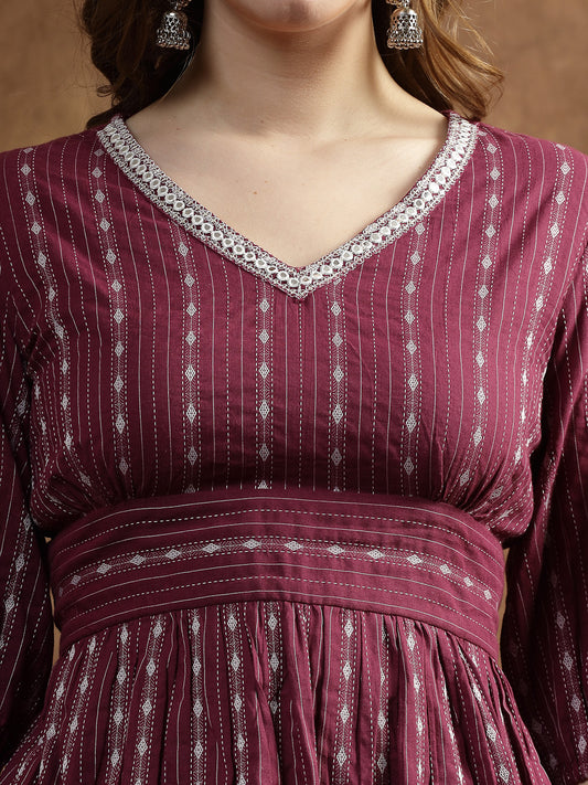 Stylum Women's Woven Design Cotton Co-Ord Set (CSRAMYAWINE)