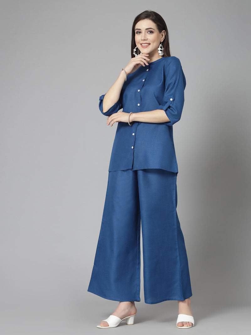 Stylum Women's Solid Cotton Blend Co-Ord Set (CSROYALVIRTUS)