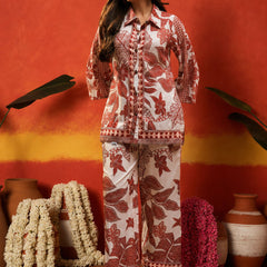 Stylum Women's Rust Tropical Printed Rayon Co-Ord Set (CSRUSTBUKHARA)