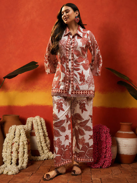 Stylum Women's Rust Tropical Printed Rayon Co-Ord Set (CSRUSTBUKHARA)