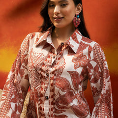 Stylum Women's Rust Tropical Printed Rayon Co-Ord Set (CSRUSTBUKHARA)