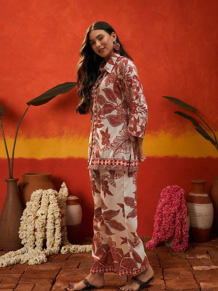 Stylum Women's Rust Tropical Printed Rayon Co-Ord Set (CSRUSTBUKHARA)