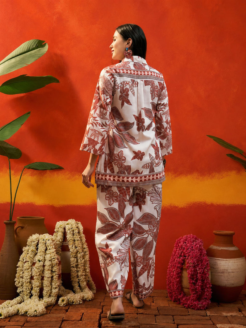 Stylum Women's Rust Tropical Printed Rayon Co-Ord Set (CSRUSTBUKHARA)