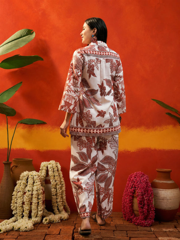 Stylum Women's Rust Tropical Printed Rayon Co-Ord Set (CSRUSTBUKHARA)