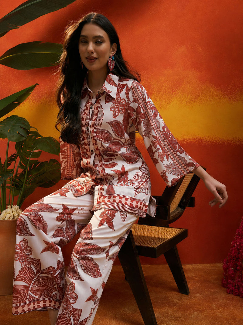 Stylum Women's Rust Tropical Printed Rayon Co-Ord Set (CSRUSTBUKHARA)