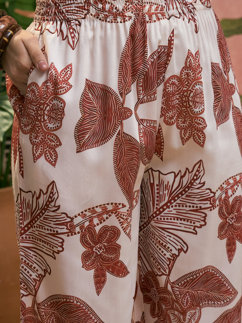 Stylum Women's Rust Tropical Printed Rayon Co-Ord Set (CSRUSTBUKHARA)