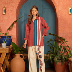 Stylum Women's Rust Printed Cotton Slub Co-Ord Set (CSRUSTGRAMMY)