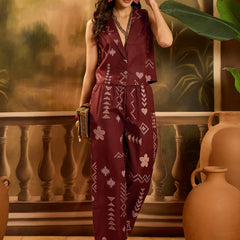 Stylum Women's Rust Geomatric Printed Cotton Blend Co-Ord Set (CSRUSTPLAY)