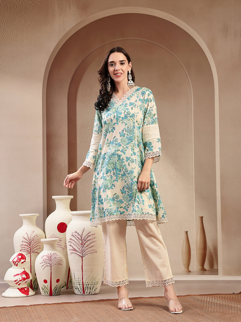 Stylum Women's Sky Blue Floral Printed Cotton Co-Ord Set (CSSKYMARCO)