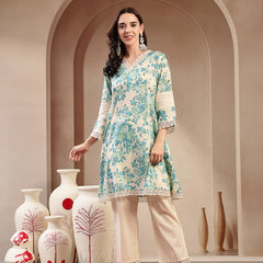 Stylum Women's Sky Blue Floral Printed Cotton Co-Ord Set (CSSKYMARCO)