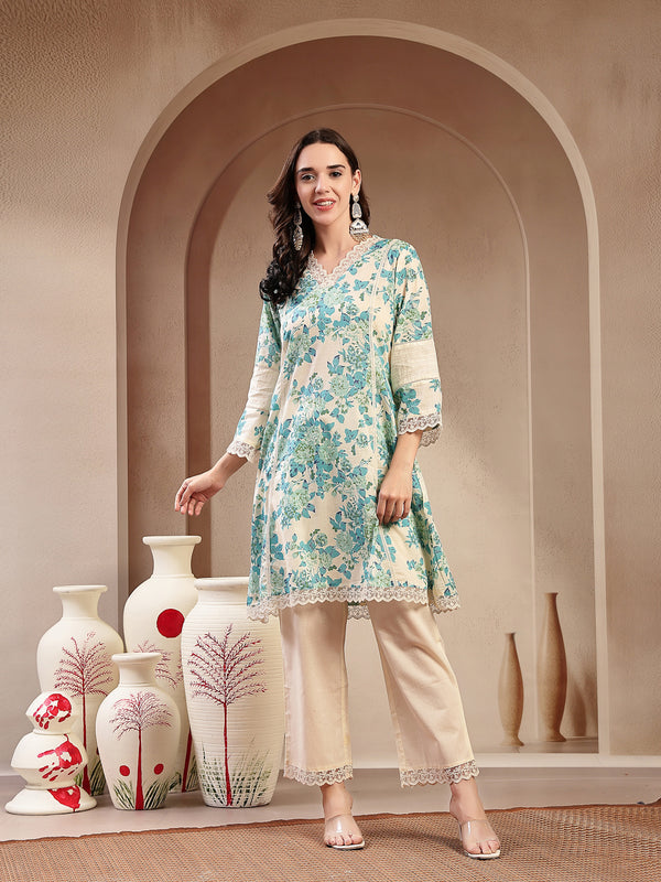 Stylum Women's Sky Blue Floral Printed Cotton Co-Ord Set (CSSKYMARCO)