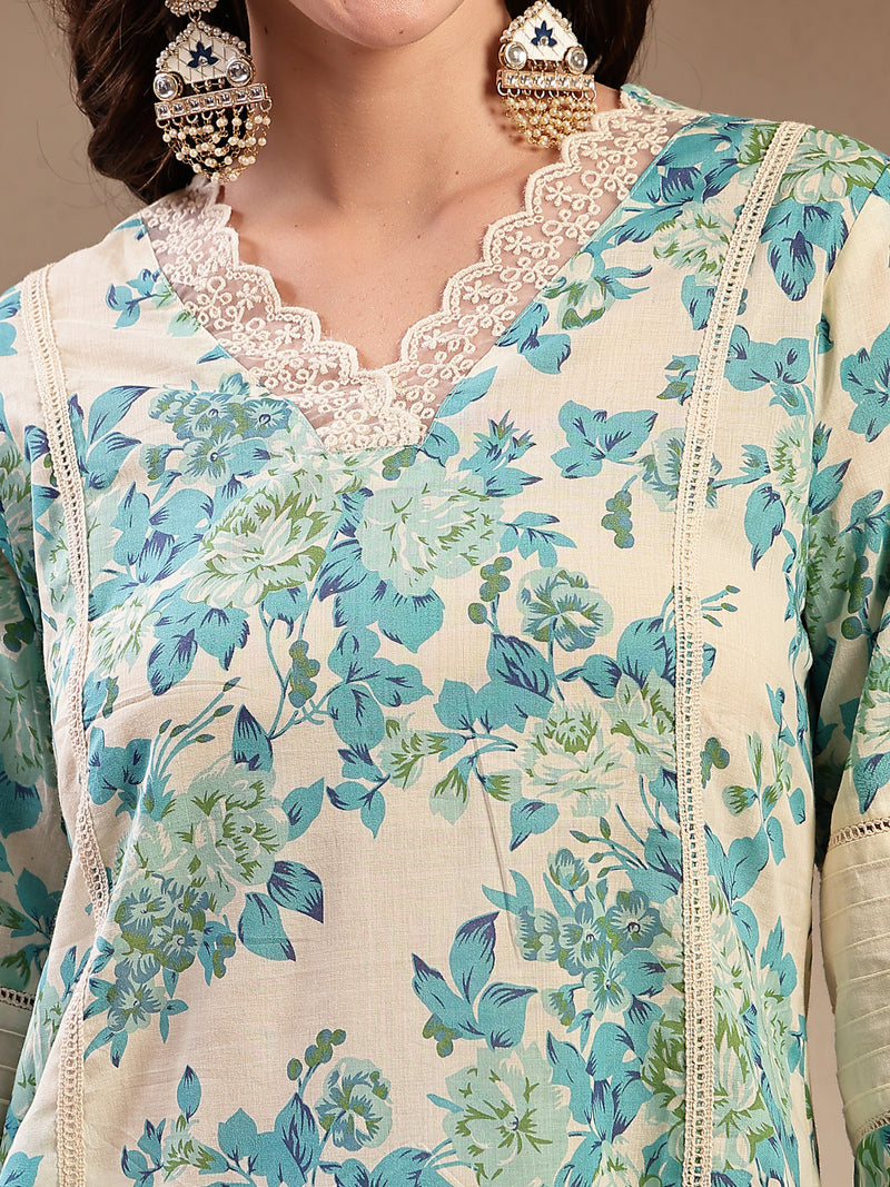 Stylum Women's Sky Blue Floral Printed Cotton Co-Ord Set (CSSKYMARCO)