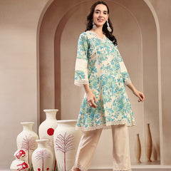 Stylum Women's Sky Blue Floral Printed Cotton Co-Ord Set (CSSKYMARCO)