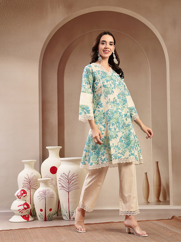 Stylum Women's Sky Blue Floral Printed Cotton Co-Ord Set (CSSKYMARCO)