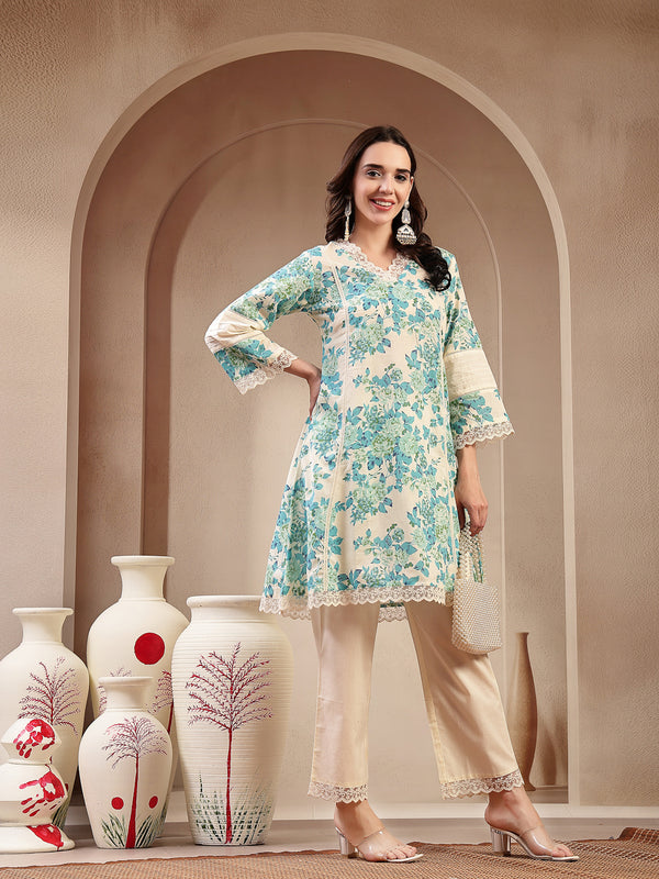 Stylum Women's Sky Blue Floral Printed Cotton Co-Ord Set (CSSKYMARCO)