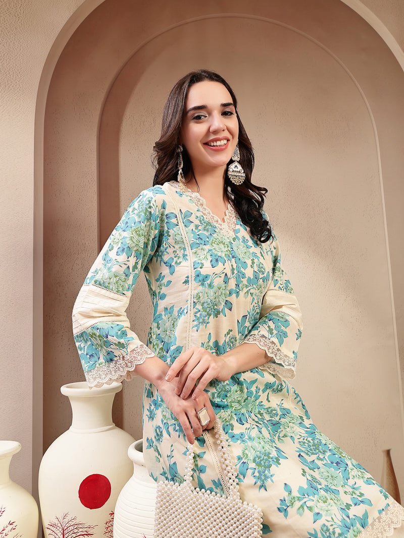 Stylum Women's Sky Blue Floral Printed Cotton Co-Ord Set (CSSKYMARCO)