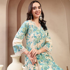 Stylum Women's Sky Blue Floral Printed Cotton Co-Ord Set (CSSKYMARCO)