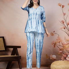 Stylum Women's Woven Tie & Dye Print Katha Cotton Co-ord Set (CSSKYRANGELA)