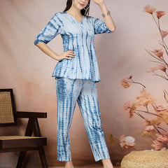 Stylum Women's Woven Tie & Dye Print Katha Cotton Co-ord Set (CSSKYRANGELA)