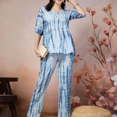 Stylum Women's Woven Tie & Dye Print Katha Cotton Co-ord Set (CSSKYRANGELA)