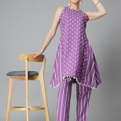 Stylum Women's Ethnic Motif Printed Rayon Co-Ord Set (CSTANGOPURPLE)